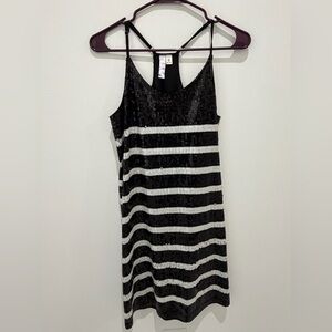 Alya Black and White Sequin Mini Dress